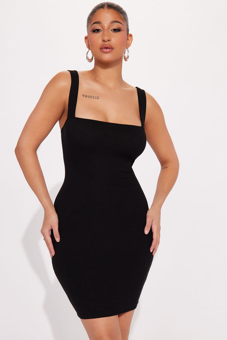 Jaynee Ribbed Mini Dress Black