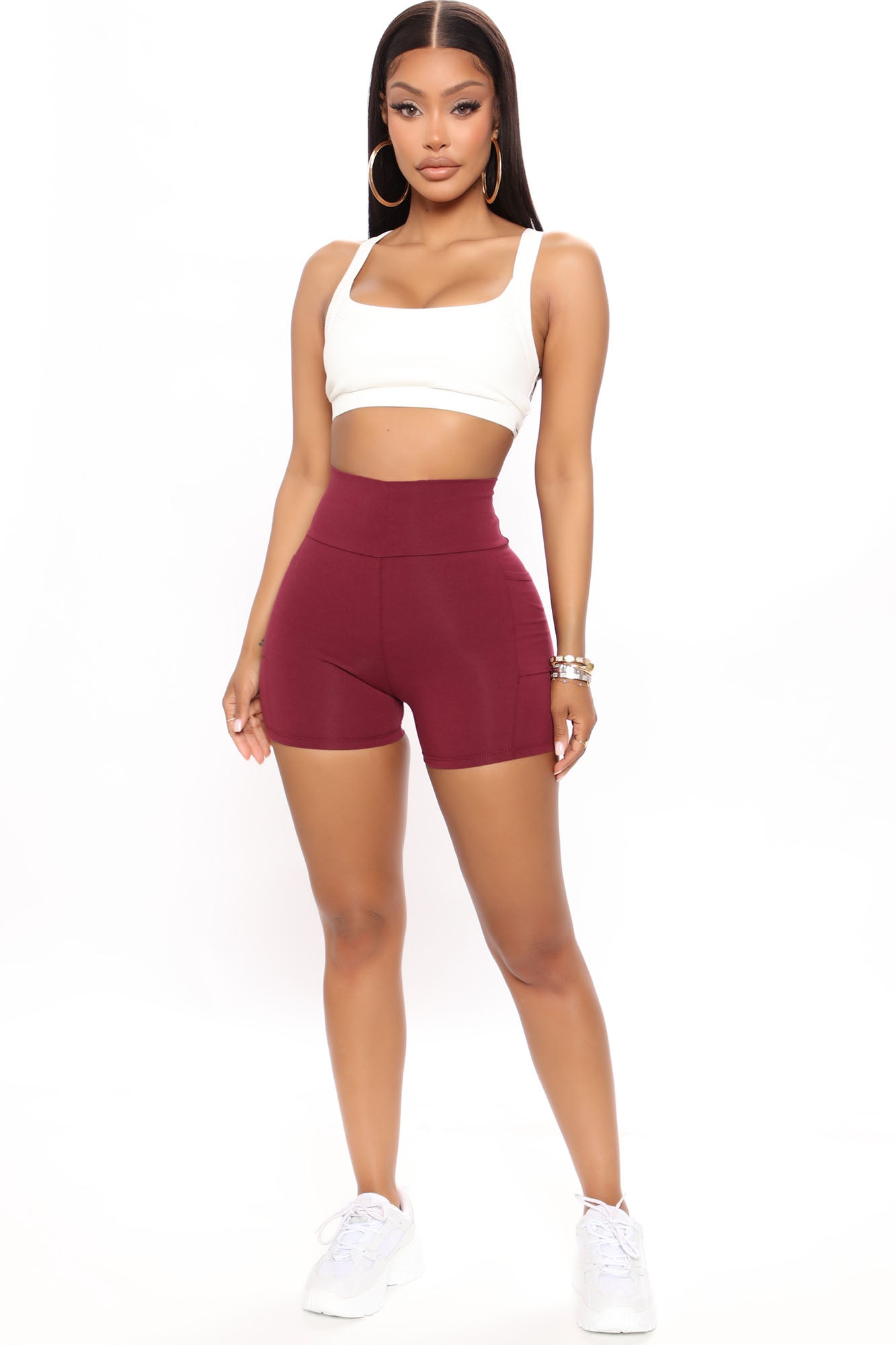 Burgundy high waisted shorts 2025