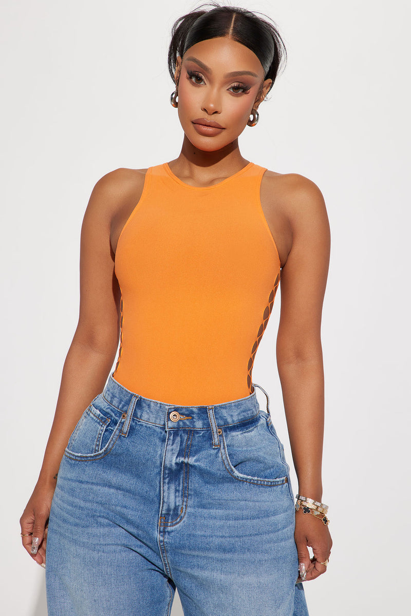 Focus On Me Seamless Bodysuit Orange Fashion Nova, Bodysuits