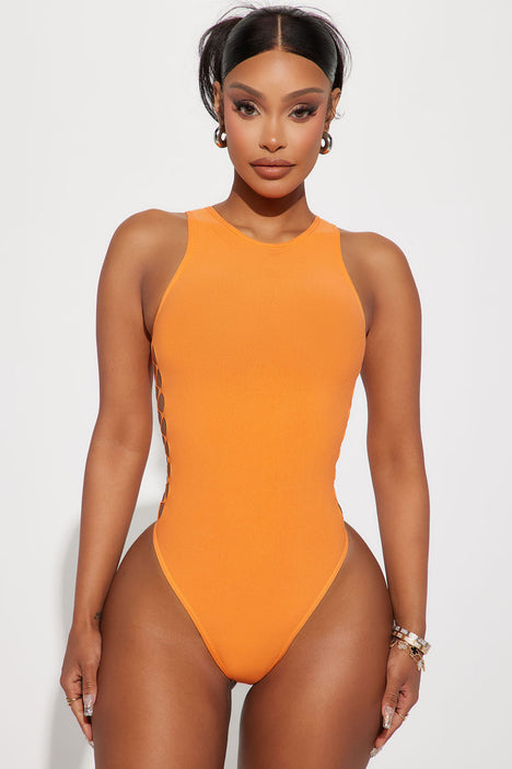 Fashion Nova, Tops, 35 Fashion Nova Staying Curious About You Bodysuit  Orangecombo Size 1x