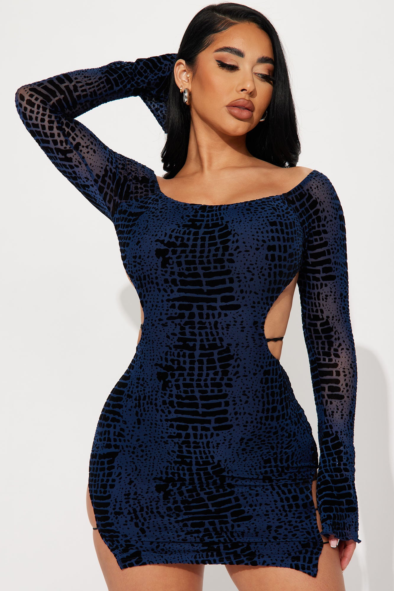 Samantha Off Shoulder Mini Dress Navy