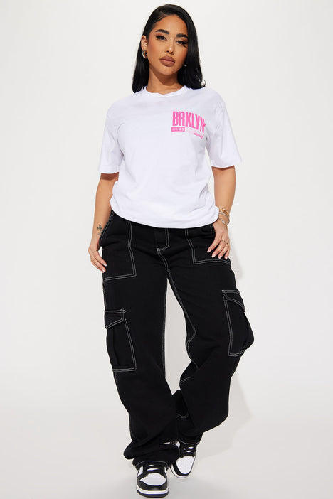 white & black graphic tee