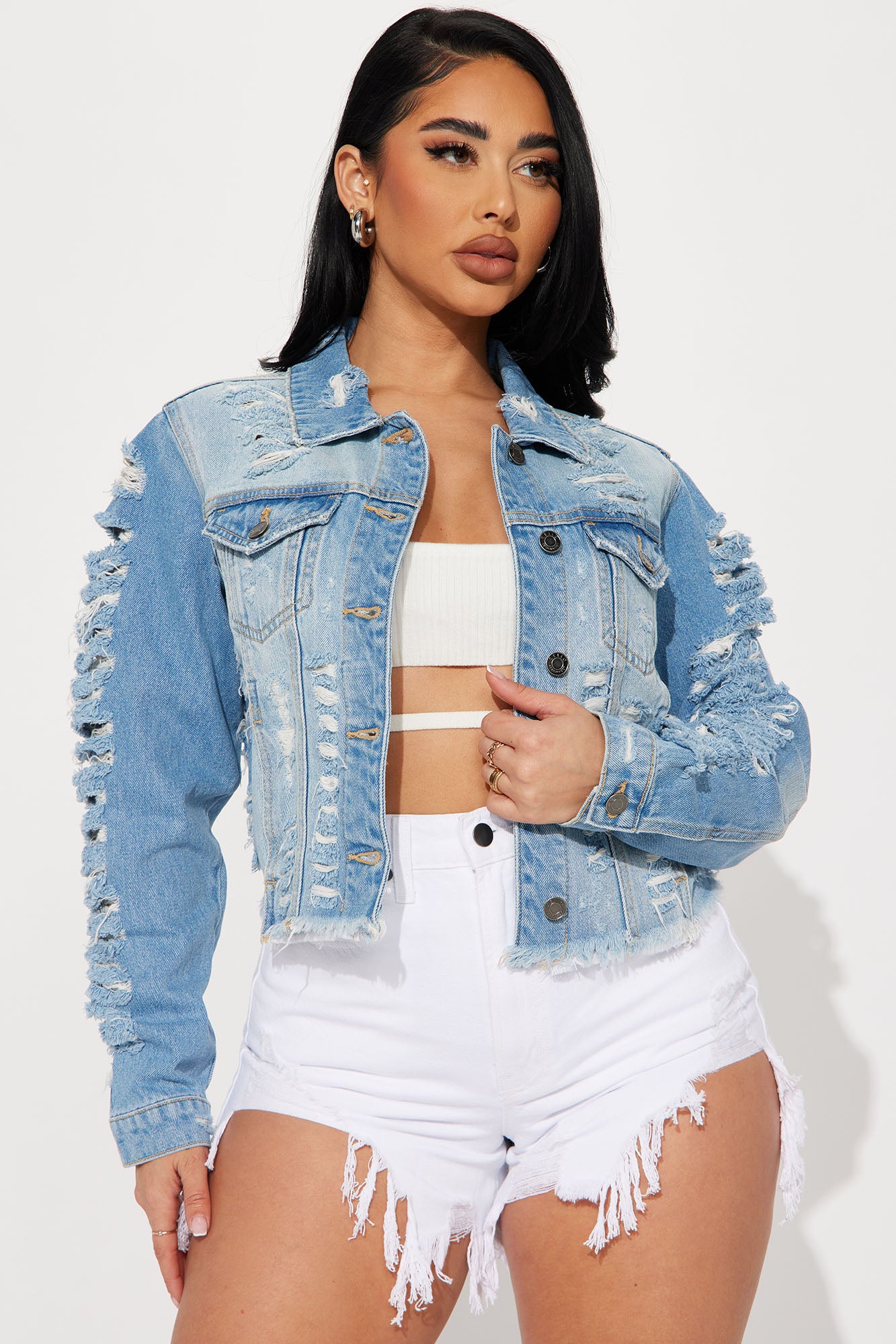 Jean jacket ripped store womens