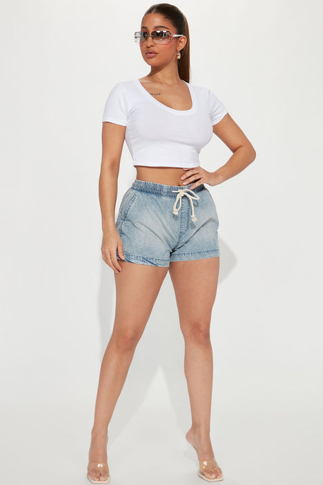 Loungin' Around Pull On Denim Shorts - Medium Wash, Fashion Nova, Jean  Shorts