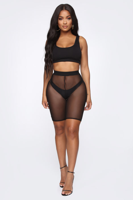 See through biker shorts store