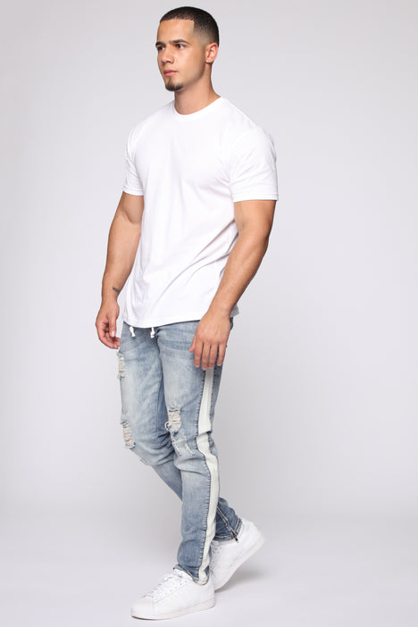Racing stripe cheap jeans
