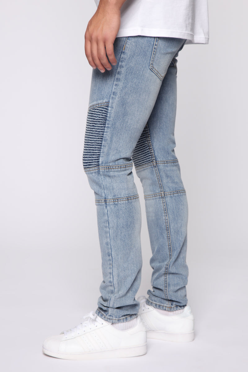 Ollie Moto Jeans - MediumWash | Fashion Nova, Mens Jeans | Fashion Nova