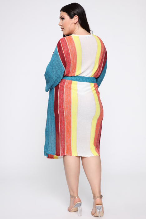Taste of The Rainbow Midi Dress White Combo Fashion Nova
