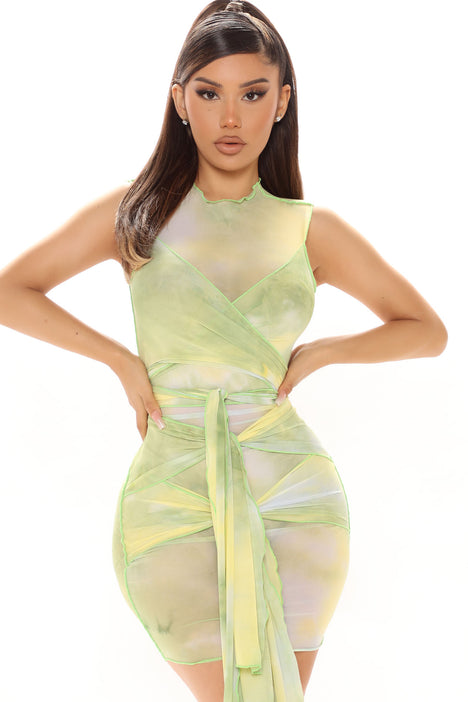 Fashion nova lime green dress sales