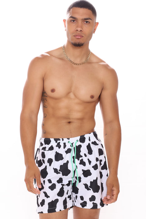 Cow print swim trunks sales