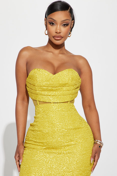Nicole Textured Midi Dress Yellow
