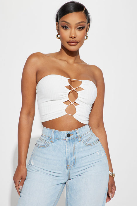 Felt Cute Might Delete Tube Top White Fashion Nova Knit Tops