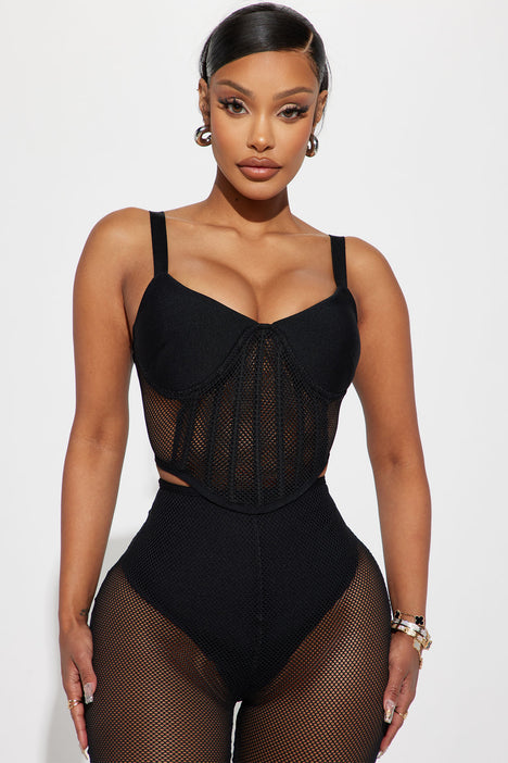 Feisty Fishnet Legging Set Black