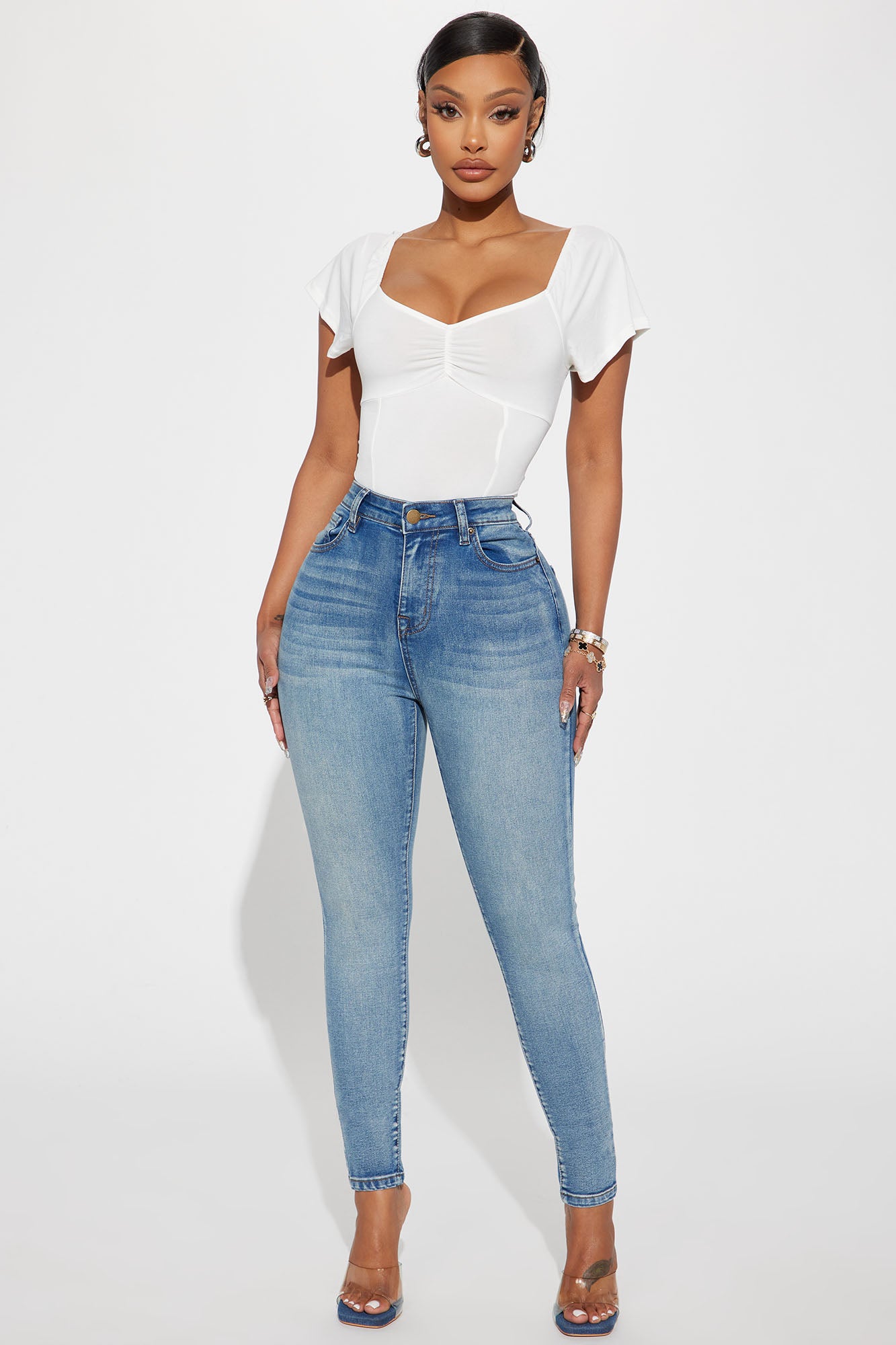 Gemma High Rise Stretch Skinny Jeans Vintage Wash