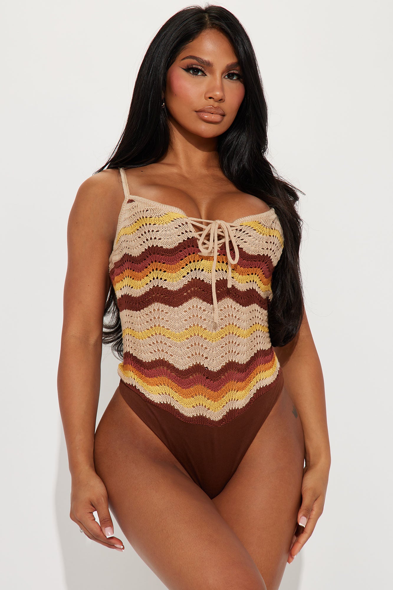 Letty Crochet Bodysuit Brown combo