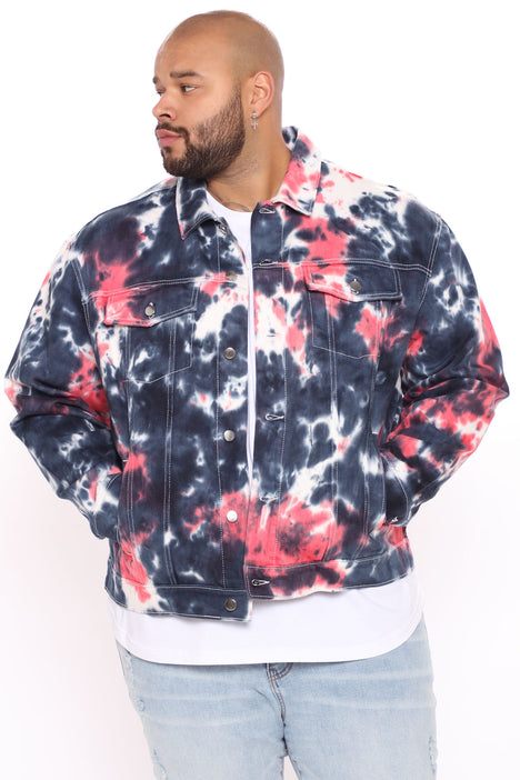 Blake Tie Dye Denim Jacket - Pink/combo, Fashion Nova, Mens Jackets