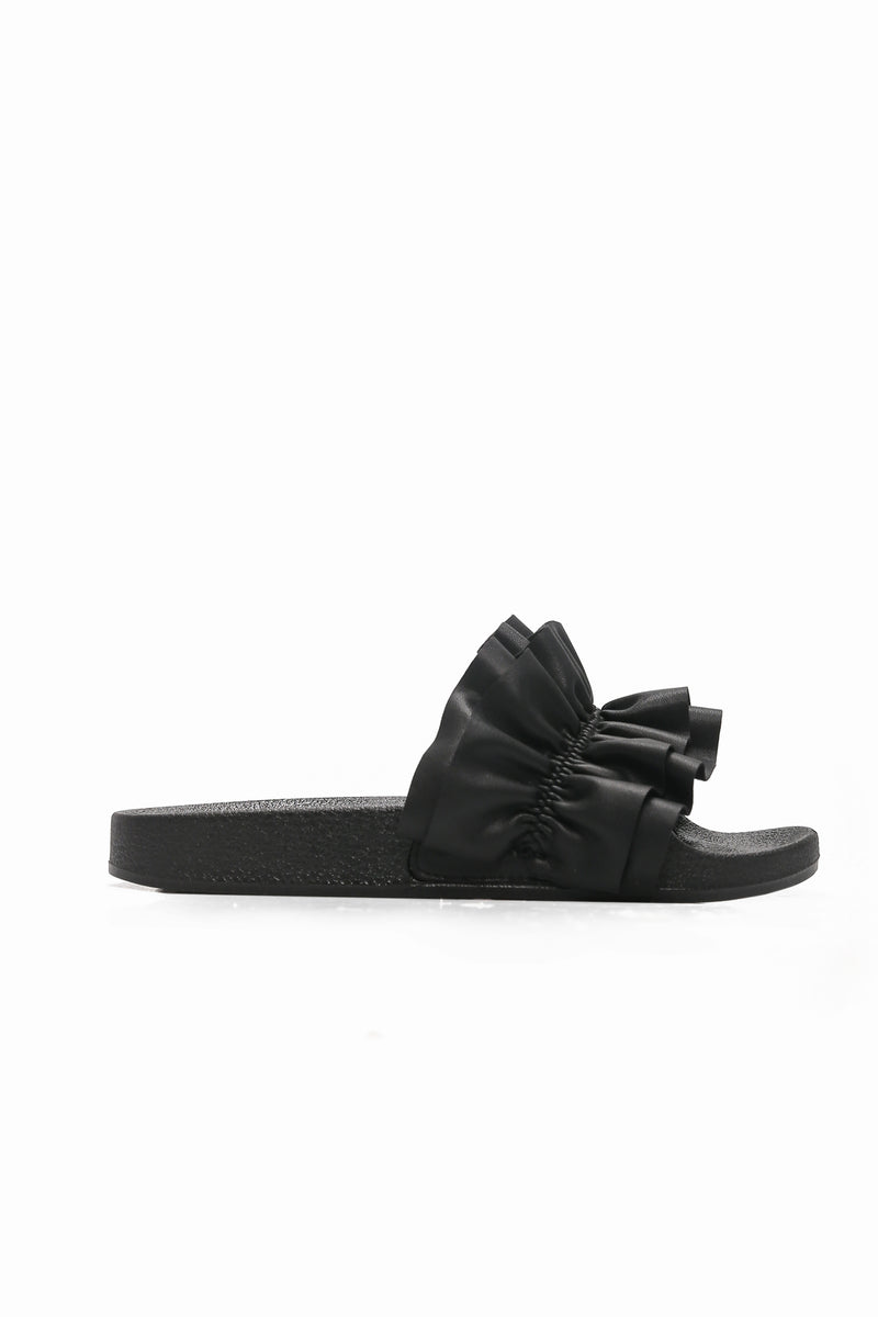 Rock And Ruffle Slide Black Fashion Nova, Shoes Fashion Nova