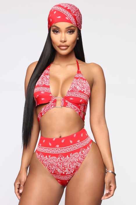 Bandana Babe 4 Piece Sunsuit Set Red