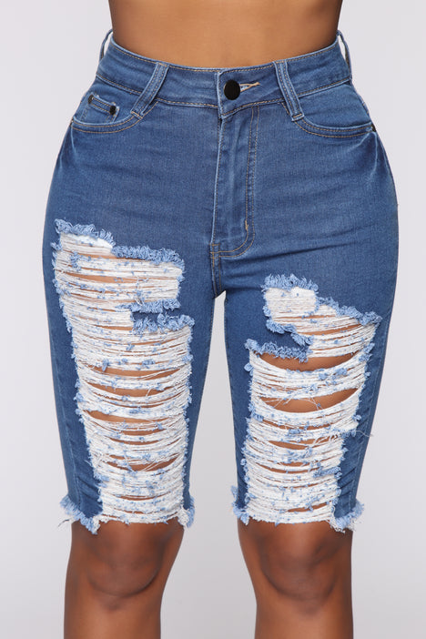 Fashion nova ripped hot sale shorts