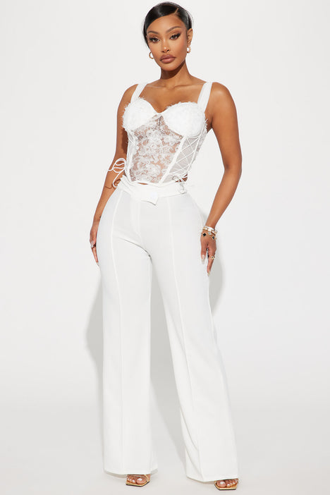 Petite Call It Even Wide Leg Dress Pants - White, Fashion Nova, Pants