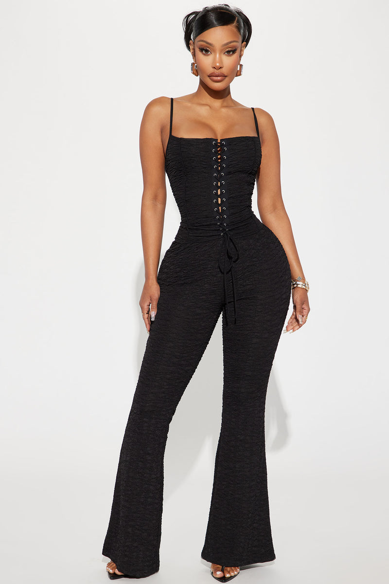 Showing Out Textured Pant Set - Black | Fashion Nova, Matching Sets ...