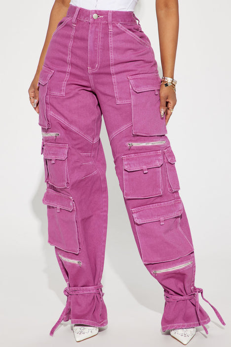 Getting Started Non Stretch Ankle Tie Cargo Jean Purple