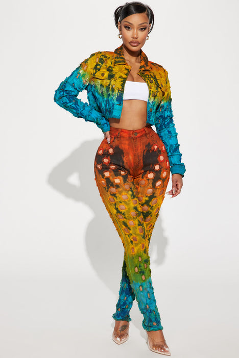 Fashion nova rainbow jacket outlet