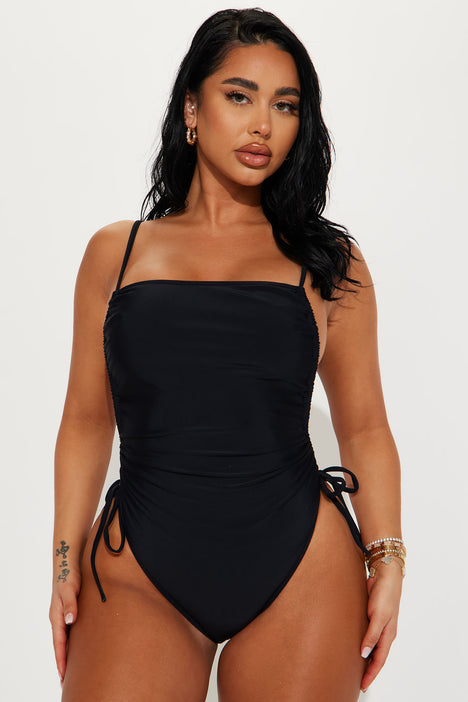 Fashion nova black one piece hot sale