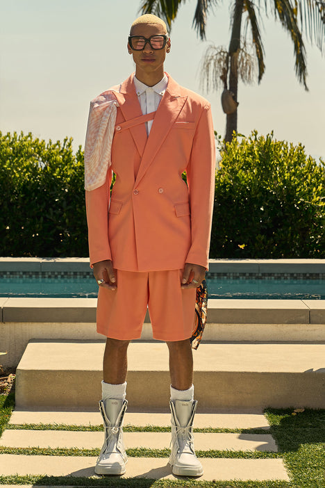 Love Of My Life Relaxed Strap Suit Jacket Coral Fashion Nova