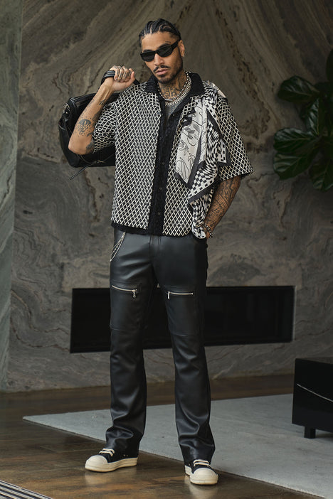 Cut Some Loose Faux Leather Pants Black