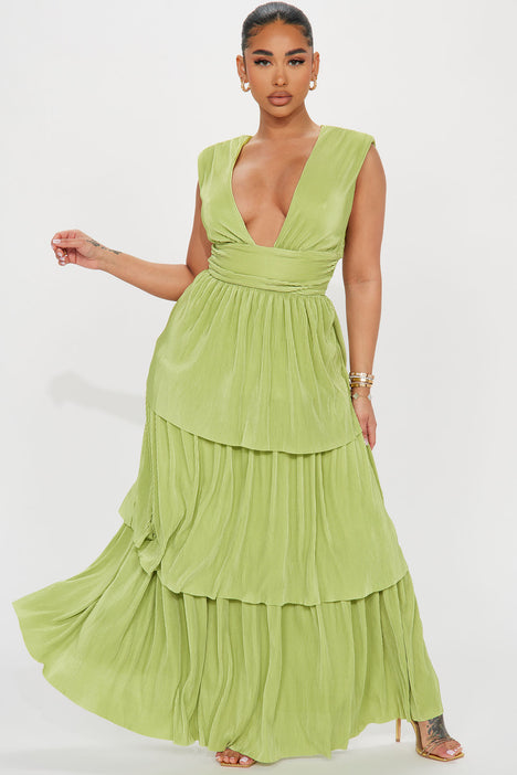 Plisse store maxi dress