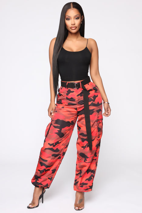 Fashion nova red camo pants store