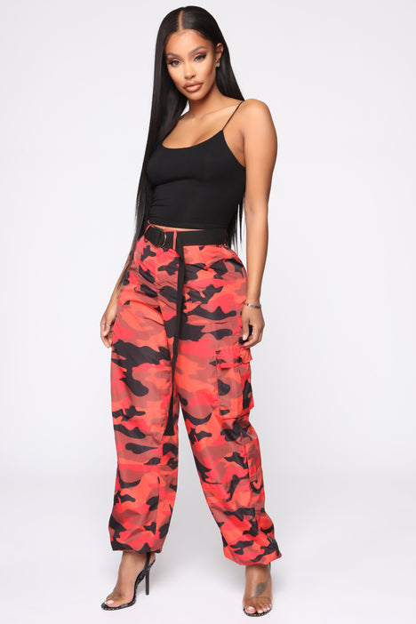 Fashion nova camo pants orange top