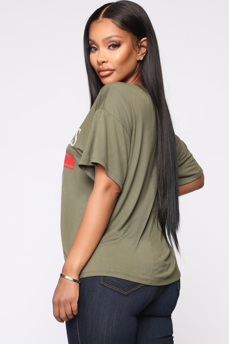Always Good Vibes Tee - Olive | Fashion Nova, Screens Tops and Bottoms ...