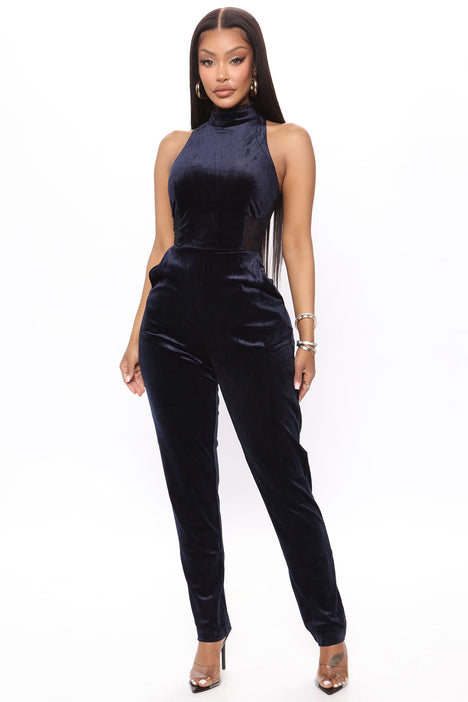 Buy Blue Poly Knit Embellished Stone Velvet Pleated Jumpsuit For Girls by  LIL DRAMA Online at Aza Fashions.