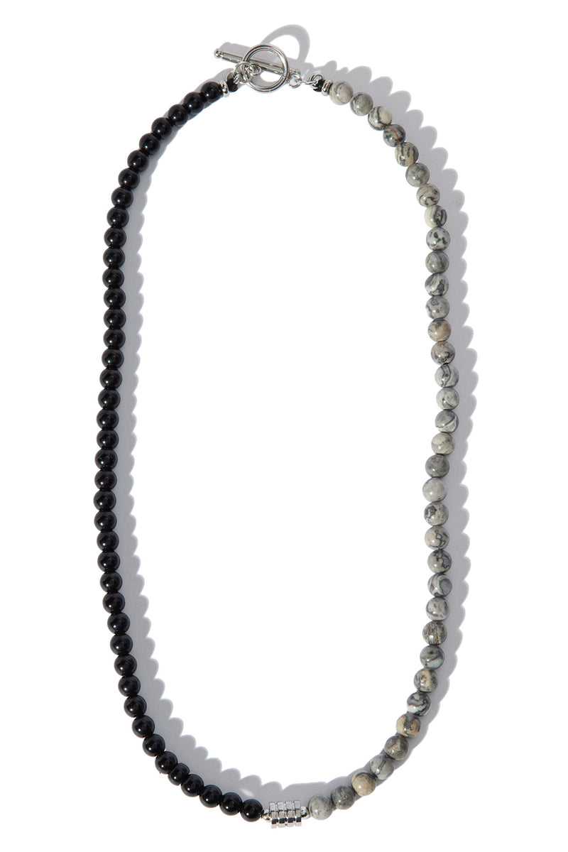 Double Beaded Necklace Black/Grey Fashion Nova, Mens Jewelry Fashion Nova