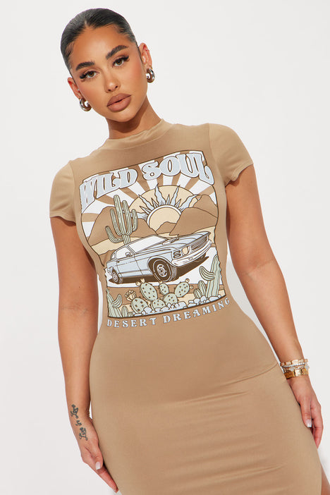 Desert Dreaming T- Dress - Brown | Nova, Dresses | Fashion Nova