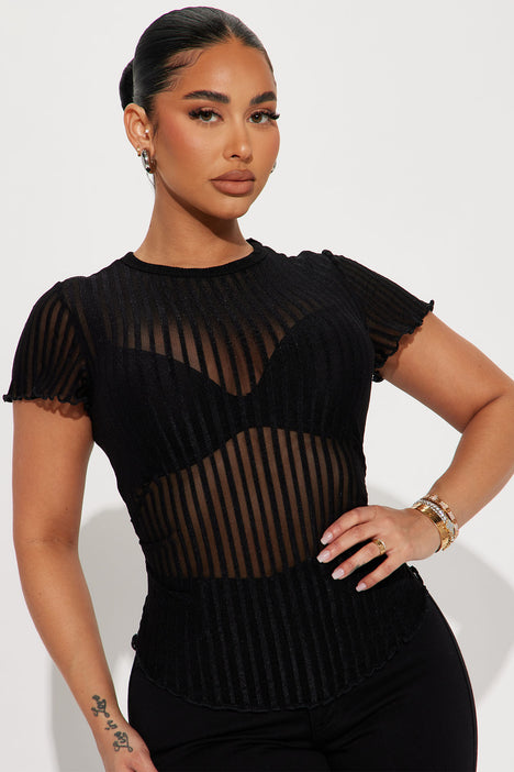 Myrah Mesh Top Black
