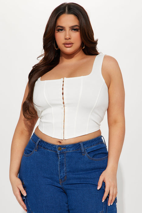 Belle Corset Top - White, Fashion Nova, Knit Tops