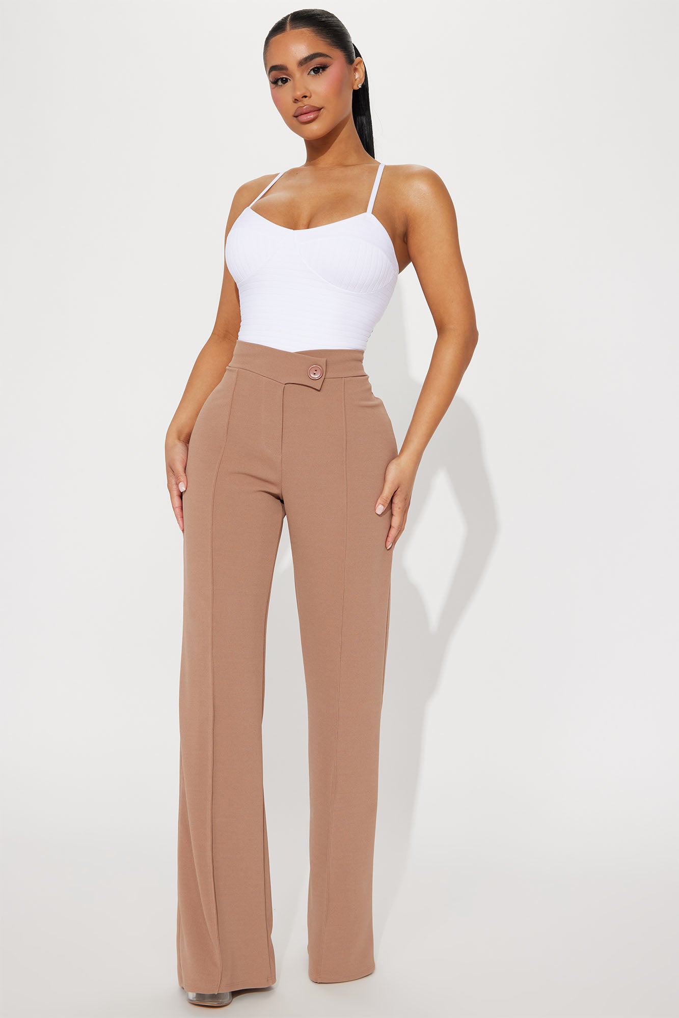 Petite Call It Even Wide Leg Dress Pants - Taupe