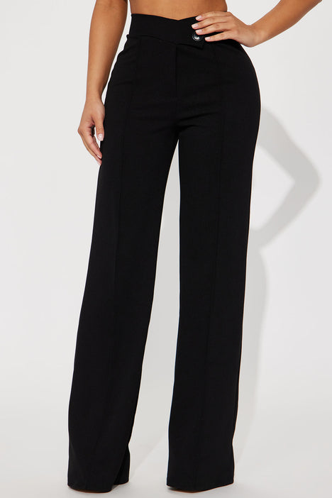 PMUYBHF Womens Dress Pants Black Petite Wide Leg Pants for Women