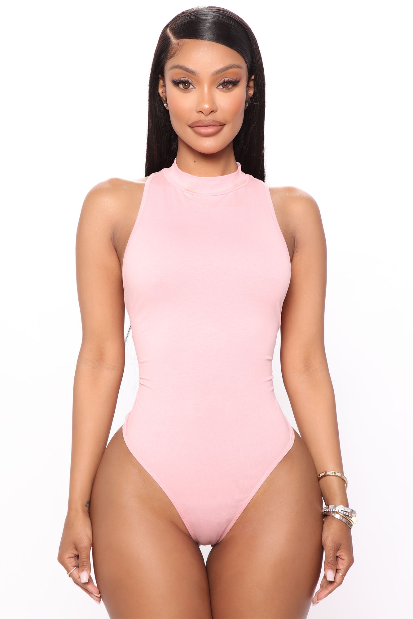 Mel Sleeveless Mock Neck Bodysuit - Pink, Fashion Nova, Basic Tops &  Bodysuits