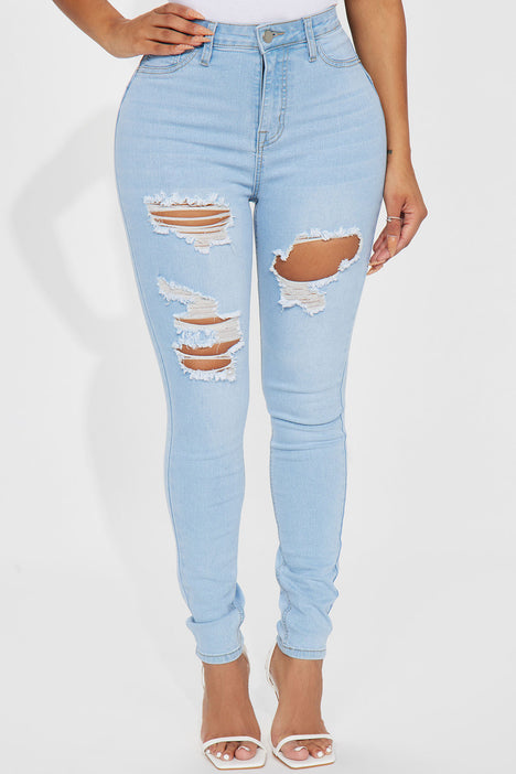 Shelby Booty Lifting Ripped High Rise Stretch Skinny Jeans Light