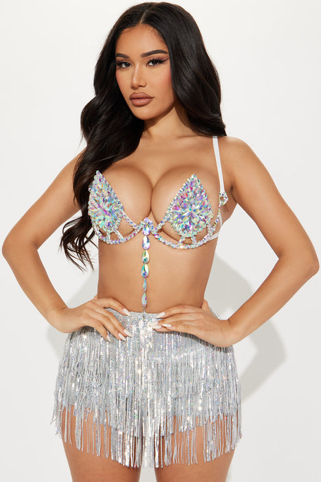 Show Stopper Hand Beaded Underwire Festival Bra - Iridescent