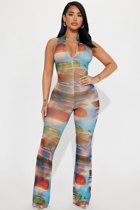 Rainbow jumpsuit fashion nova discount