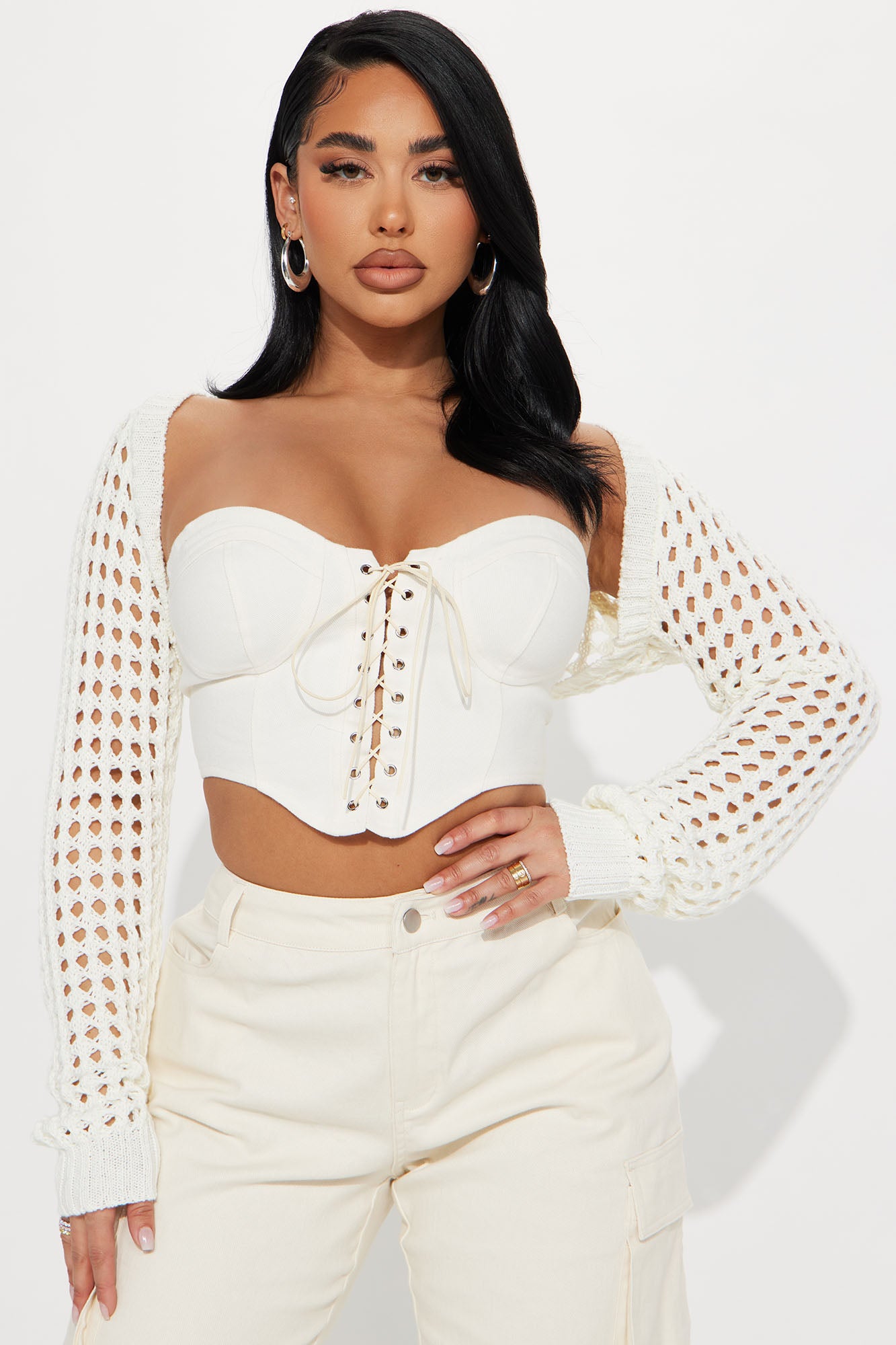 Manchester Crochet Shrug Ivory