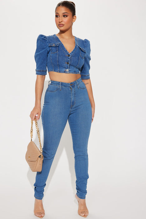Denim tops top fashion nova