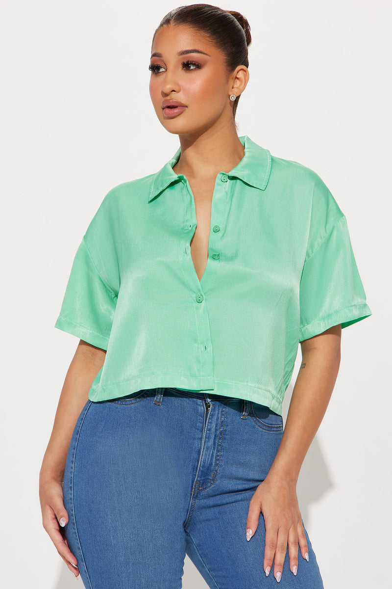Bronte Satin Shirt - Mint | Fashion Nova, Shirts & Blouses | Fashion Nova