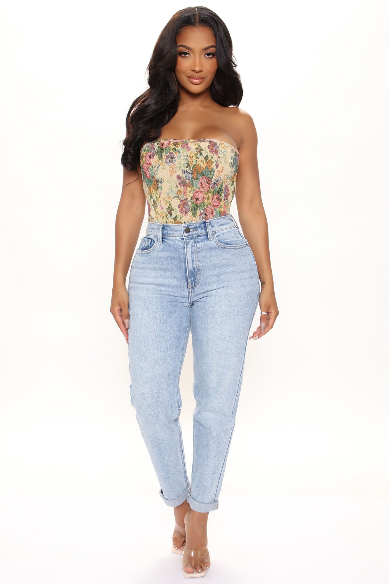 Slim top mom jeans