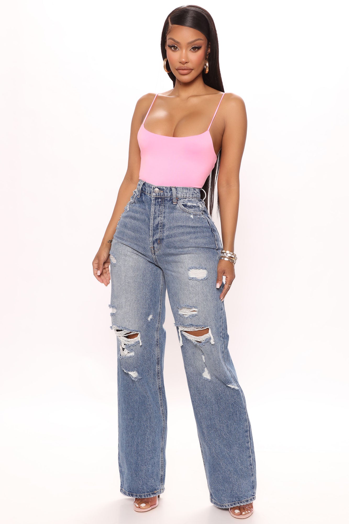 On Trend 90 s Baggy Jeans Medium Blue Wash